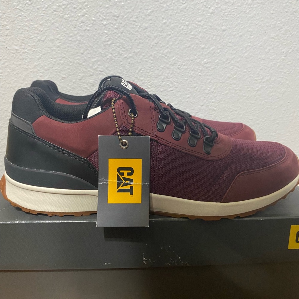 CAT Men's Burgundy and Black Shoes